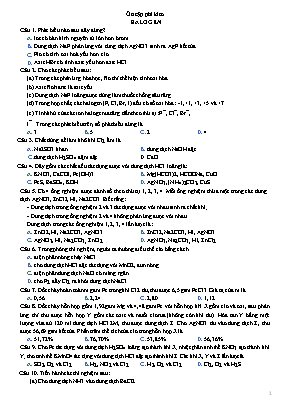 Bài tập trắc nghiệm Ôn tập Phi kim - Halogen